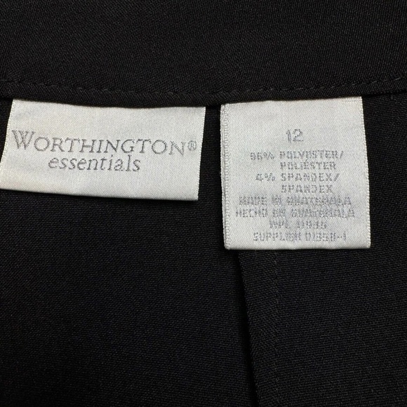 Worthington Sz 12 Essentials Black Skirt Buckle Classic pencil straight Lined - Picture 3 of 8